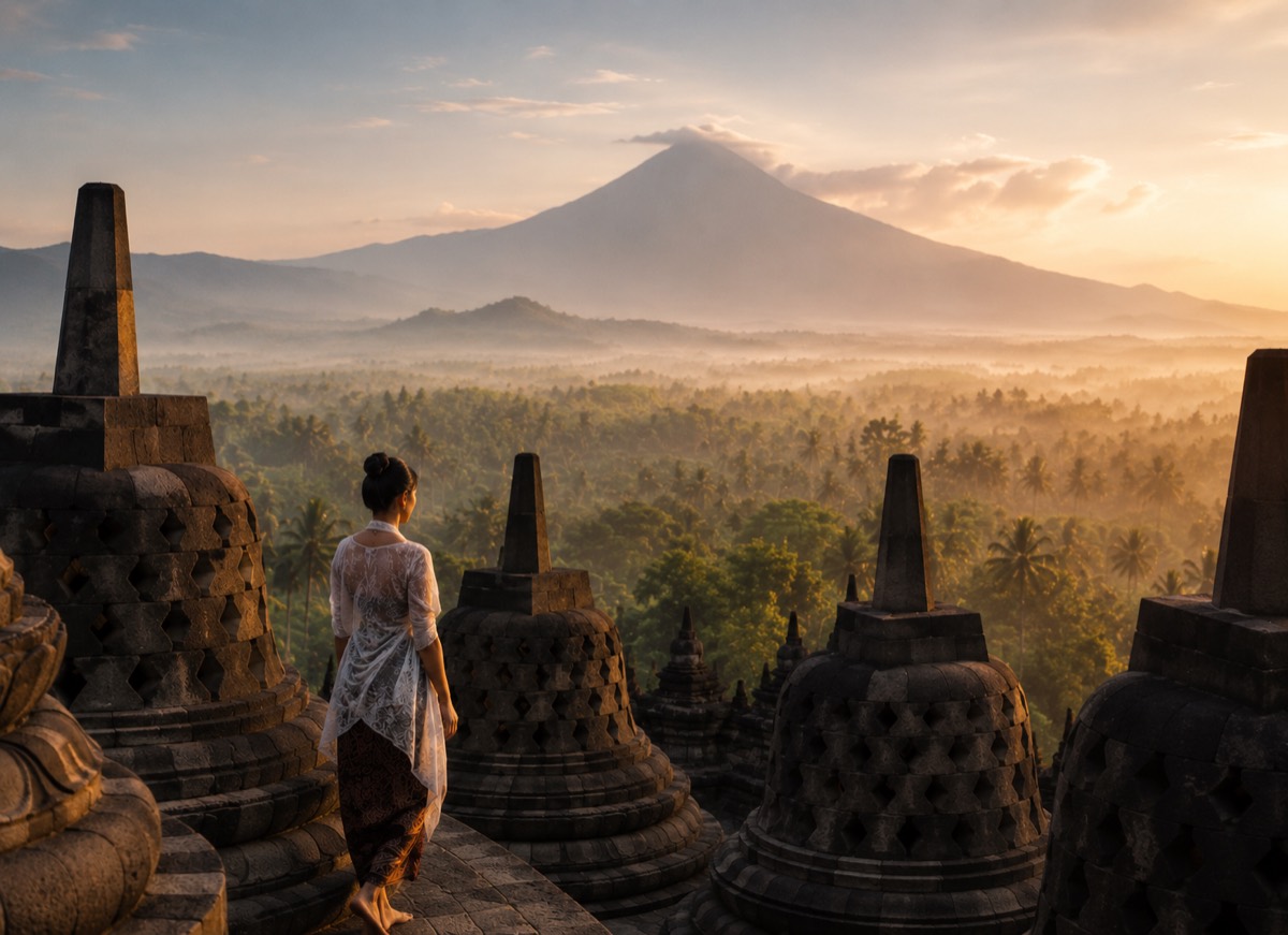 Borobudur temple at sunrise