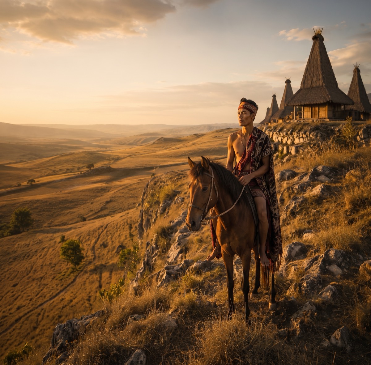 Wide green landscape in Sumba